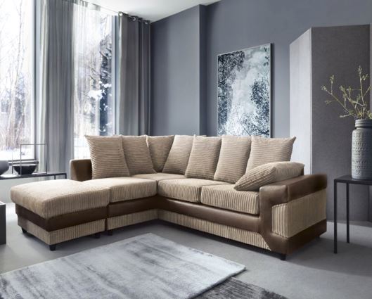Dulcie Left Hand Facing Corner Sofa - Brown & Beige