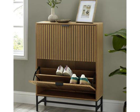 Sia 2 Door Shoe Cabinet Natural Oak Effect