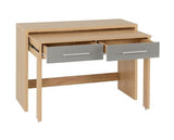 Santos 2 Drawer Slider Desk - Grey High Gloss/Light Oak Effect Veneer
