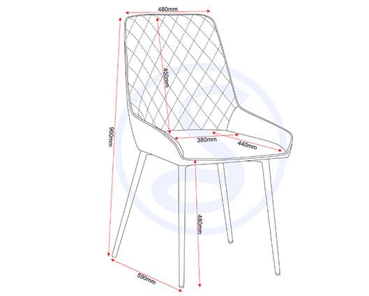 MODENA & AVERY DINING SET (X4 CHAIRS) - CREAM/SAPPHIRE BLUE VELVET