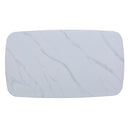 Aspen rectangular dining table, gloss white sintered stone top with black tapered legs