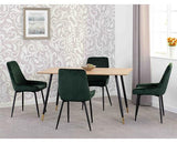 HAMILTON & AVERY MEDIUM DINING SET (X4 CHAIRS) - MEDIUM OAK EFFECT/EMERALD GREEN VELVET
