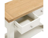 WINDSOR 2 DRAWER CONSOLE TABLE - IVORY/OAK