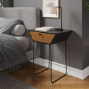 Apollo metal 1 drawer bedside cabinet, copper drawer, black cabinet, handle and legs