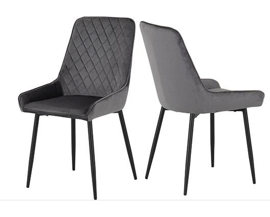HAMILTON & AVERY LARGE DINING SET (X6 CHAIRS) - MEDIUM OAK EFFECT/GREY VELVET