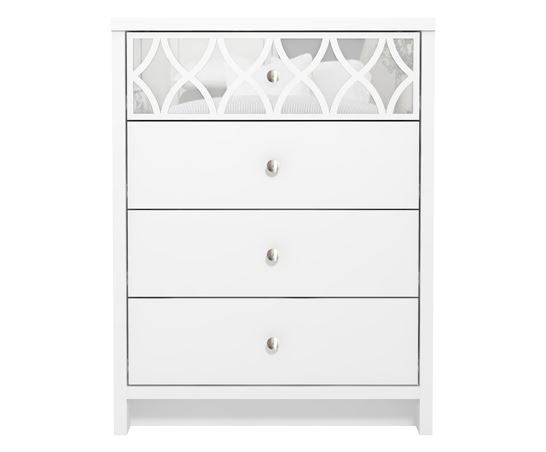 Arianna 4 Drawer Chest with Mirror- White