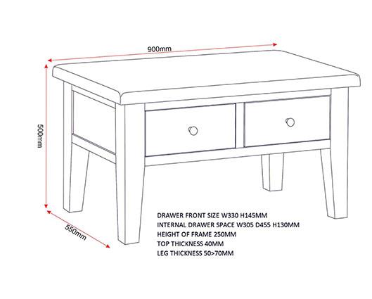 WINDSOR 2 DRAWER COFFEE TABLE - IVORY/OAK