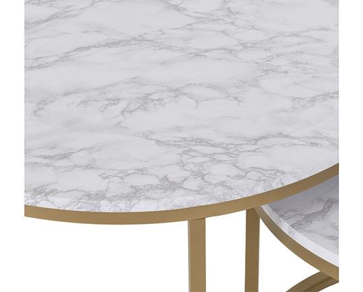DALLAS ROUND COFFEE TABLE SET - MARBLE/GOLD EFFECT