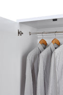 6 Door Wardrobe - White (Chrome Handles)