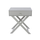 Cross Leg 1 Drawer Bedside Cabinet-Light Grey