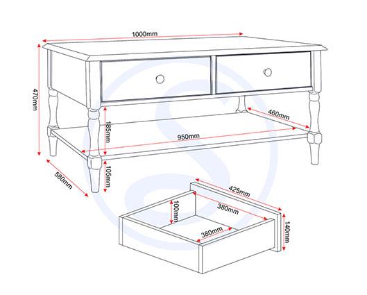 STRATFORD 2 DRAWER COFFEE TABLE - WHITE