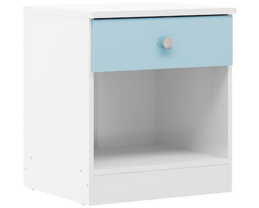 DENVER 1 DRAWER BEDSIDE - WHITE/BLUE GLOSS