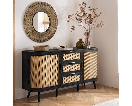 Noah 2 Door 3 Drawer Sideboard - Black