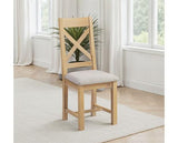 WINDSOR CROSS BACK DINING CHAIR (X2 PER BOX) - NATURAL OAK/OAT FABRIC
