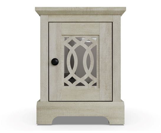 Amelie 1 Door Mirrored Bedside Table- Dusty Grey & Oak