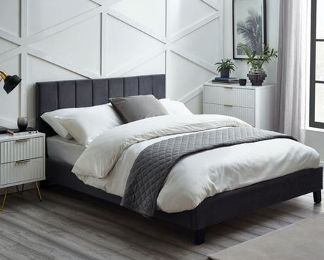 Rosa Velvet Single Bed - Grey