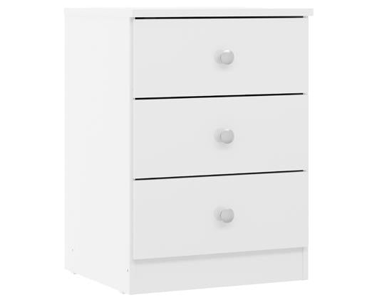 DENVER 3 DRAWER BEDSIDE - WHITE GLOSS