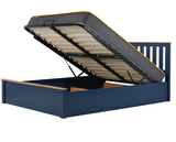 Phoenix Small Double Ottoman Bed - Navy Blue