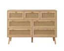 Catalina 7 Drawer Rattan Chest- Oak