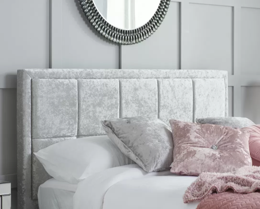 Hannover Small Double Bed - Steel Crushed Velvet