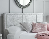 Hannover Small Double Bed - Steel Crushed Velvet