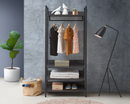 Zulu Open Wardrobe with 4 Shelves-Black