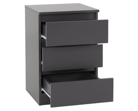 Marcus 3 Drawer Bedside - Grey