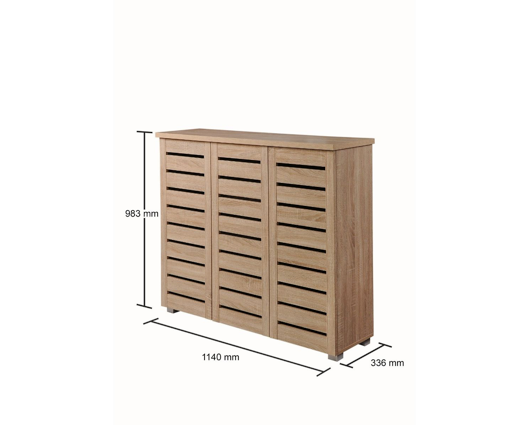 Tall 3 Door Shoe Cabinet-Oak