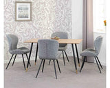 HAMILTON & QUEBEC MEDIUM DINING SET (X4 CHAIRS) - MEDIUM OAK EFFECT/GREY FAUX LEATHER