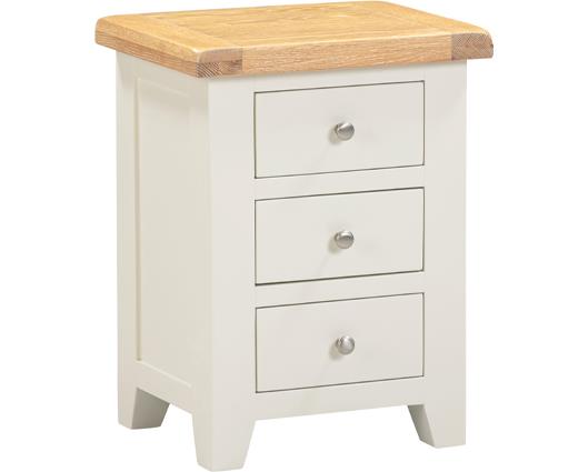 WINDSOR 3 DRAWER BEDSIDE - IVORY/OAK