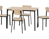 RILEY LARGE DINING SET - BLACK/LIGHT OAK EFFECT VENEER