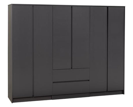 MALVERN 6 DOOR 2 DRAWER WARDROBE - GREY