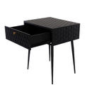 Saturn metal 1 drawer bedside cabinet, black with gold handle