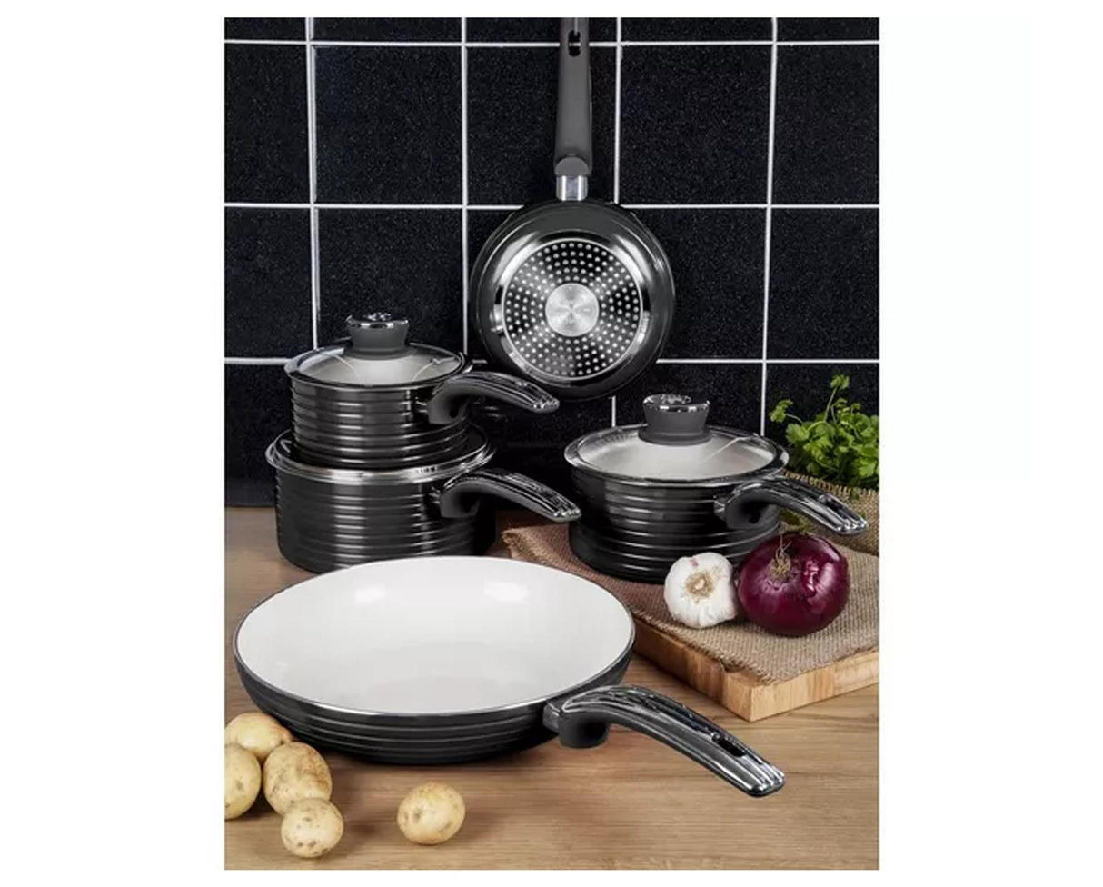 Retro 5 Piece Pan Set - Black