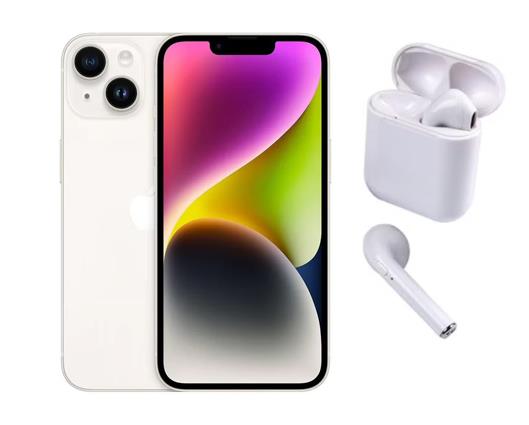 Refurbished Apple iPhone 14 White with Wireless Headphones