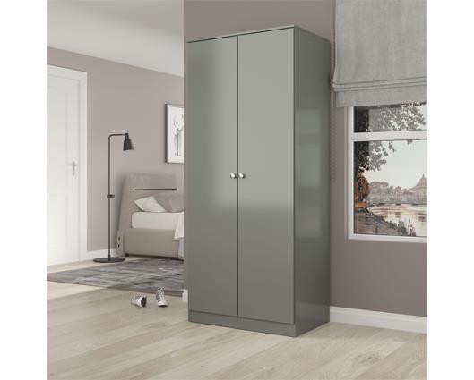 DENVER 2 DOOR WARDROBE - GREY GLOSS
