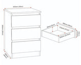 MALVERN 3 DRAWER BEDSIDE - URBAN SNOW