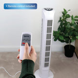 Igenix 30" Tower Fan with 7 Hour Timer and Remote Control - White