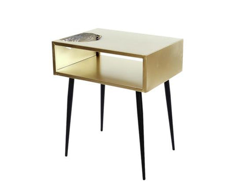 Galaxy metal bedside table, gold with black legs