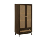Croxley 2 Door 1 Drawer Rattan Wardrobe - Walnut