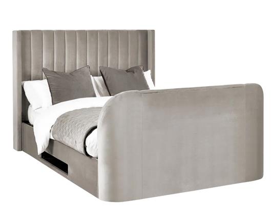 Clara Side Lift Ottoman TV Bed Light Grey - King