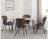 HAMILTON & QUEBEC MEDIUM DINING SET (X4 CHAIRS) - MEDIUM OAK EFFECT/BROWN FAUX LEATHER