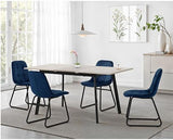 AVERY & LUKAS EXTENDING DINING SET (X4 CHAIRS) - CONCRETE/SAPPHIRE BLUE VELVET