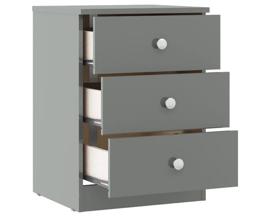 DENVER 3 DRAWER BEDSIDE - GREY GLOSS