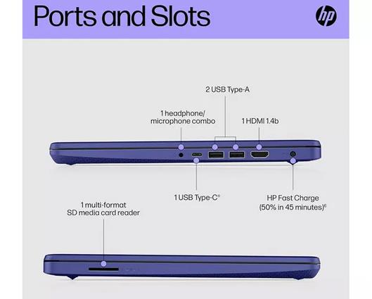 HP Stream 14" Intel Laptop 128GB Blue with HP DeskJet Wireless Printer & Protective Case