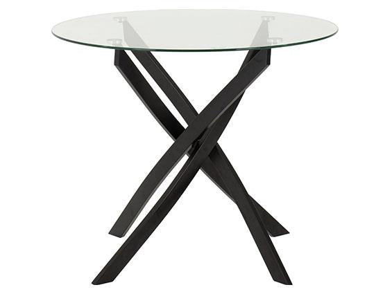 SHELDON ROUND GLASS TOP DINING TABLE - CLEAR GLASS/BLACK