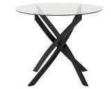 SHELDON ROUND GLASS TOP DINING TABLE - CLEAR GLASS/BLACK