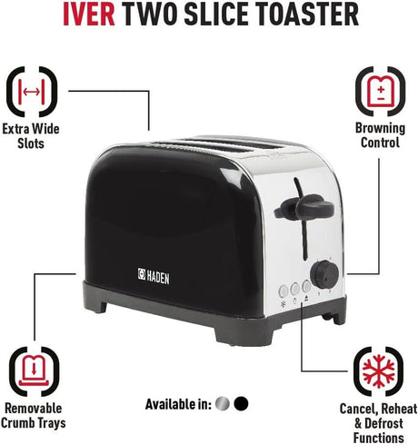 Haden Iver 2 Slice Toaster Black