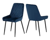 QUEBEC WAVE & AVERY DINING SET (X4 CHAIRS) - MEDIUM OAK EFFECT/SAPPHIRE BLUE VELVET