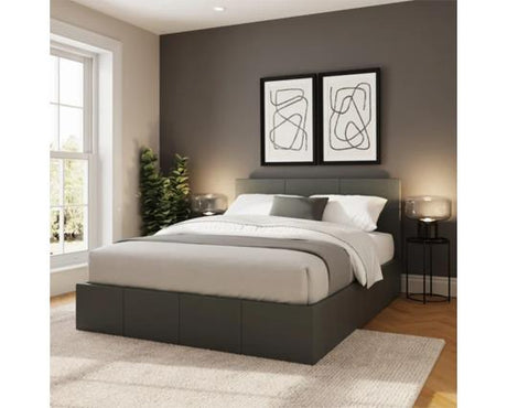 Small Double End Lift Ottoman Bed-Grey PU